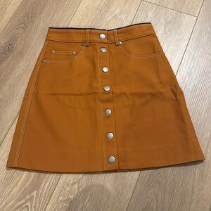 La Ligne Rust Orange Button-Front Mini Skirt